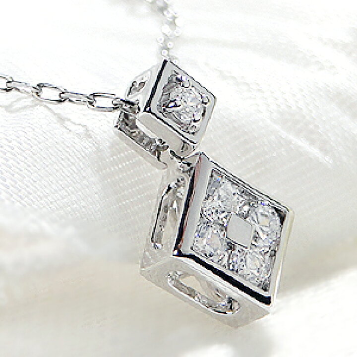 楽天市場】Pt900【0.2ct】ダイヤモンド スクエア ネックレス 