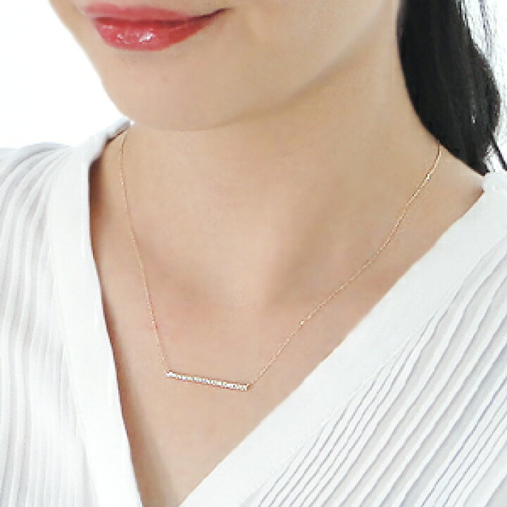 楽天市場】K18YG【0.2ct】ダイヤモンドバーネックレスラインネックレス  