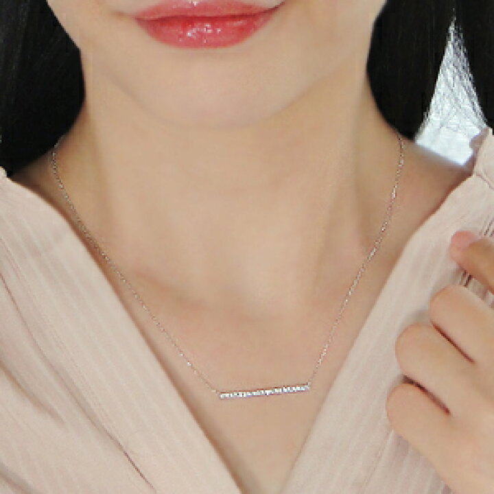 楽天市場】K18WG【0.2ct】ダイヤモンドバーネックレスラインネックレス 