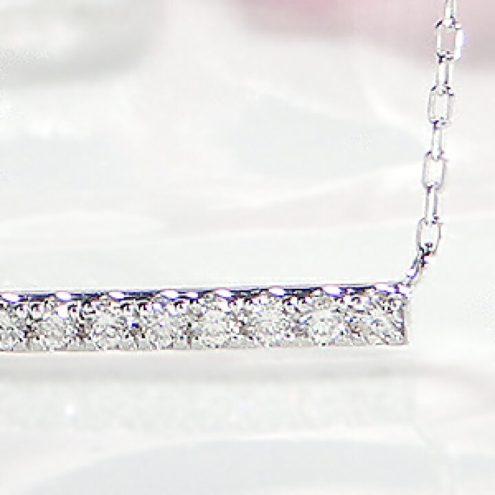 楽天市場】K18WG【0.2ct】ダイヤモンドバーネックレスラインネックレス 