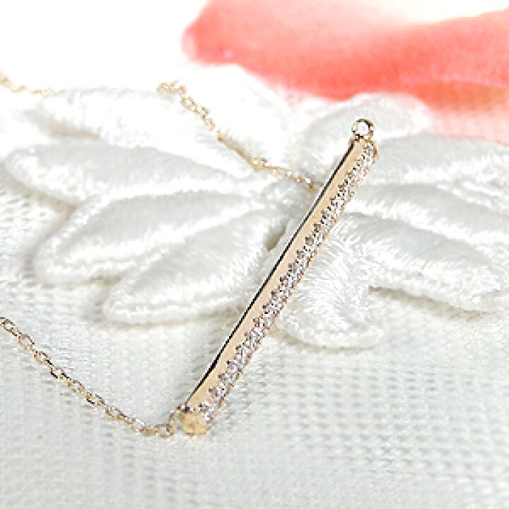 楽天市場】K18YG【0.2ct】ダイヤモンドバーネックレスラインネックレス 