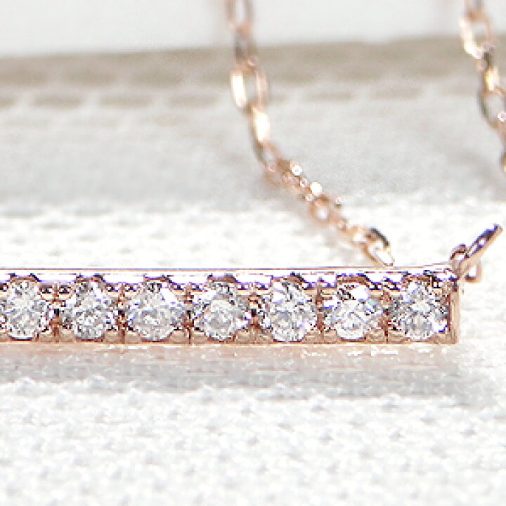 楽天市場】K18PG【0.2ct】ダイヤモンドバーネックレスラインネックレス 