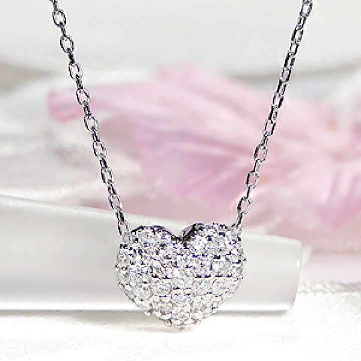 楽天市場】Pt900【0.3ct】ハート パヴェダイヤモンド ネックレス 