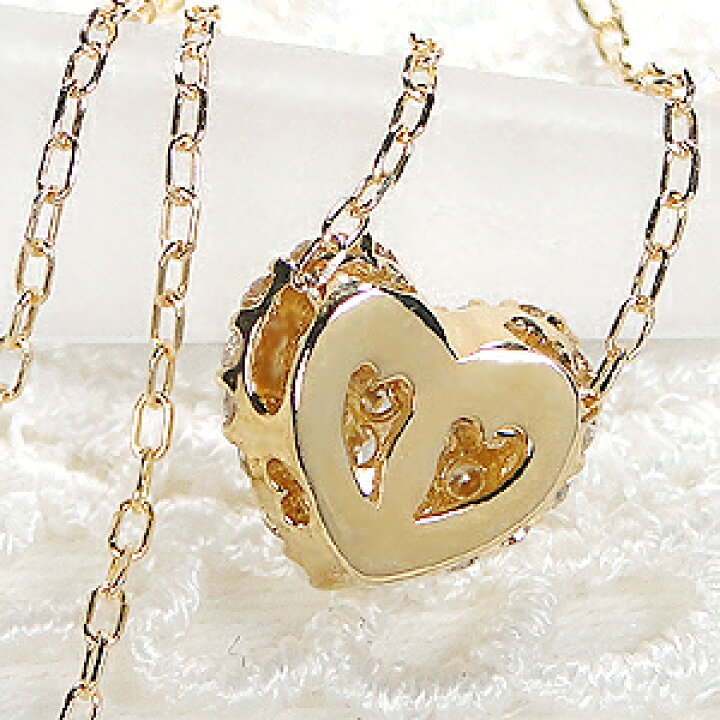 楽天市場】K18YG【0.3ct】ハート パヴェダイヤモンド ネックレス 