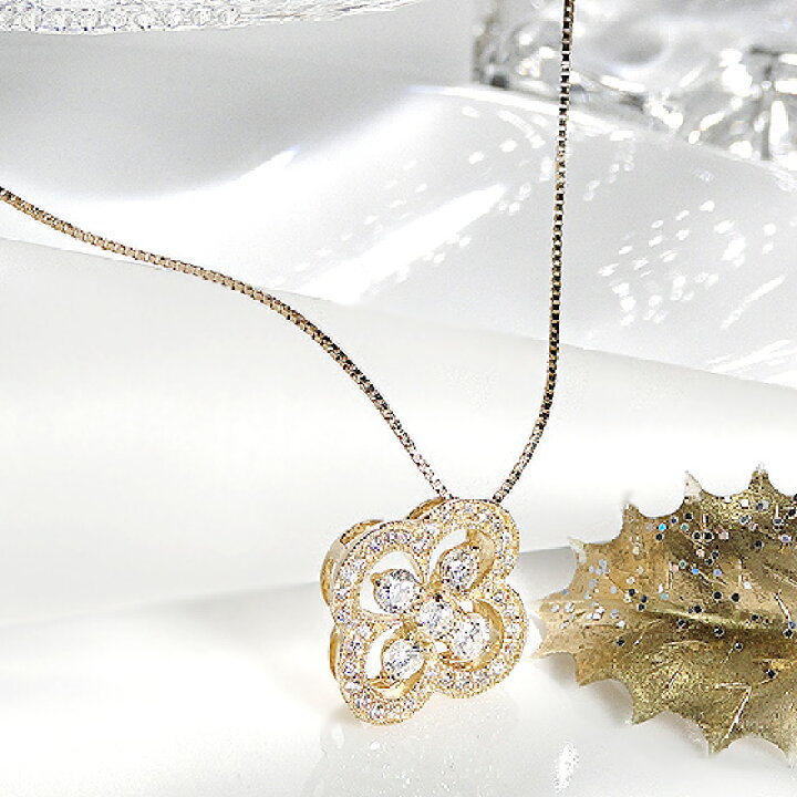 楽天市場】K18YG【0.5ct】ダイヤモンド クローバー ネックレス【送料  