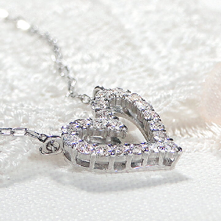 楽天市場】Pt900/K18YG【0.2ct】ダイヤモンド ハート ネックレス 