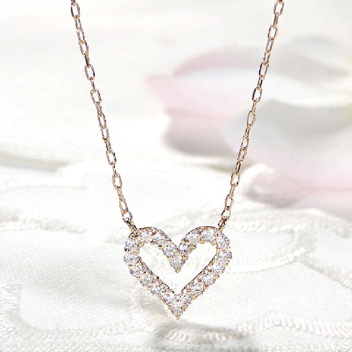 楽天市場】Pt900/K18YG【0.2ct】ダイヤモンド ハート ネックレス 