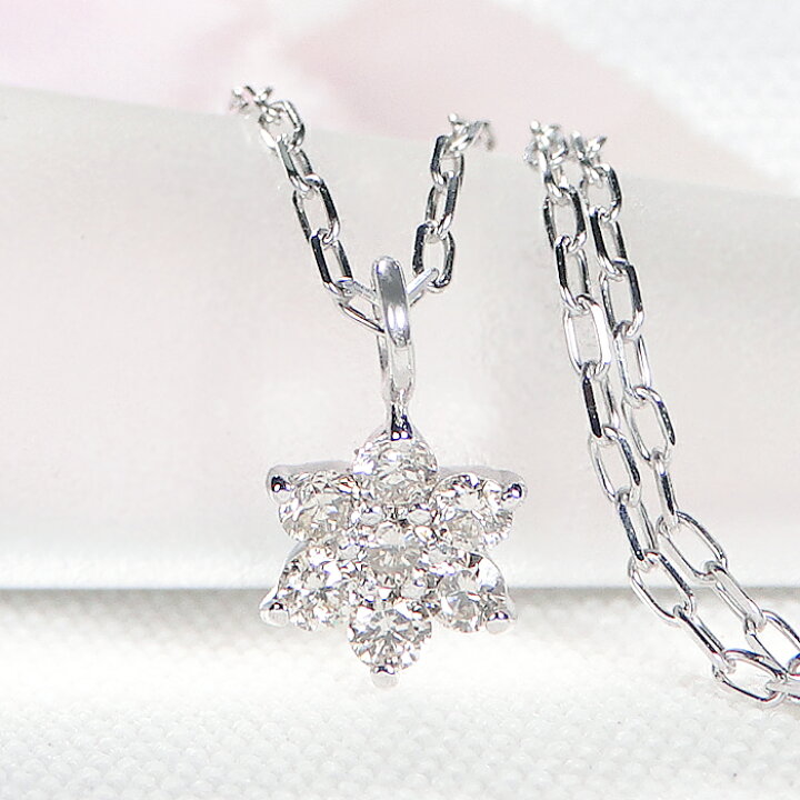 楽天市場】【K10/K18】 YG/PG/WG【0.1ct】フラワー ネックレス  
