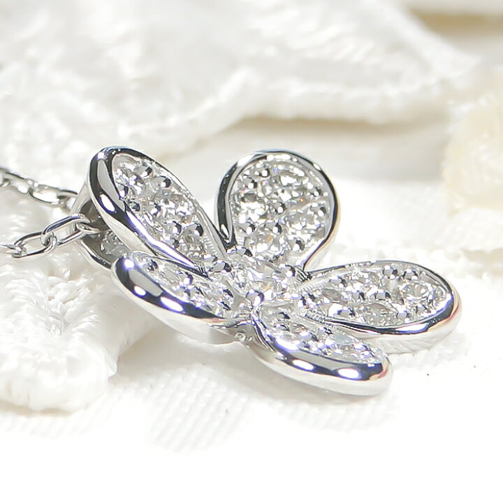 楽天市場】Pt900/K18YG【0.4ct】フラワー パヴェ ネックレス 