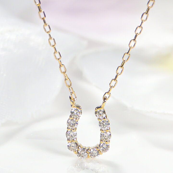 楽天市場】Pt900/K18YG 0.10ct ダイヤモンド 馬蹄 ネックレス【0.10ct 