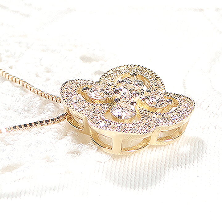 楽天市場】K18YG【0.5ct】ダイヤモンド クローバー ネックレス【送料 
