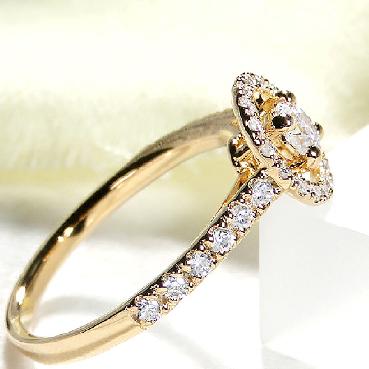楽天市場】K18YG【0.47ct】ダイヤモンド ヘイロー リング【送料無料  