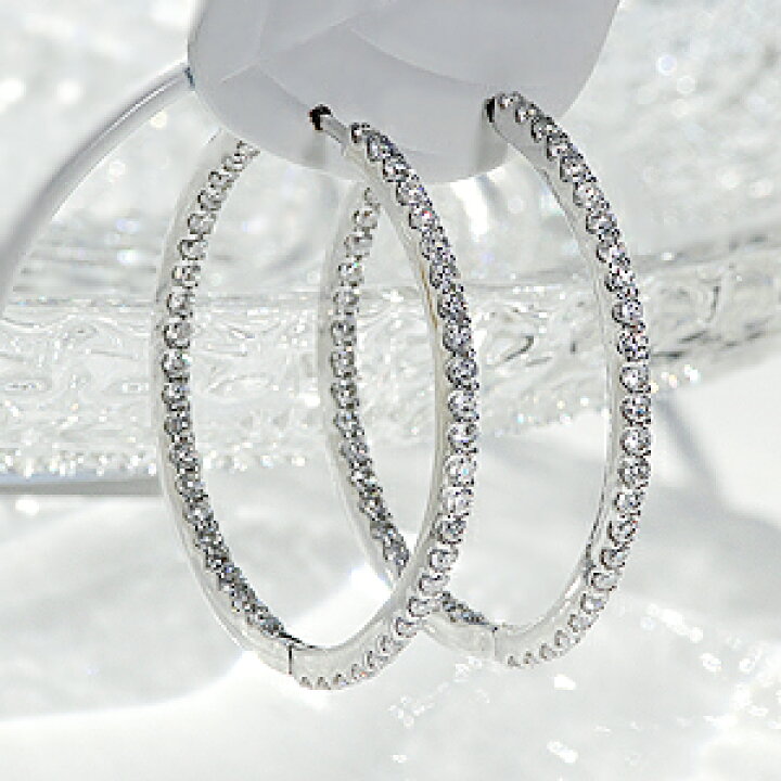 楽天市場】K18WG 【1.0ct】ダイヤモンド中折れフープピアス