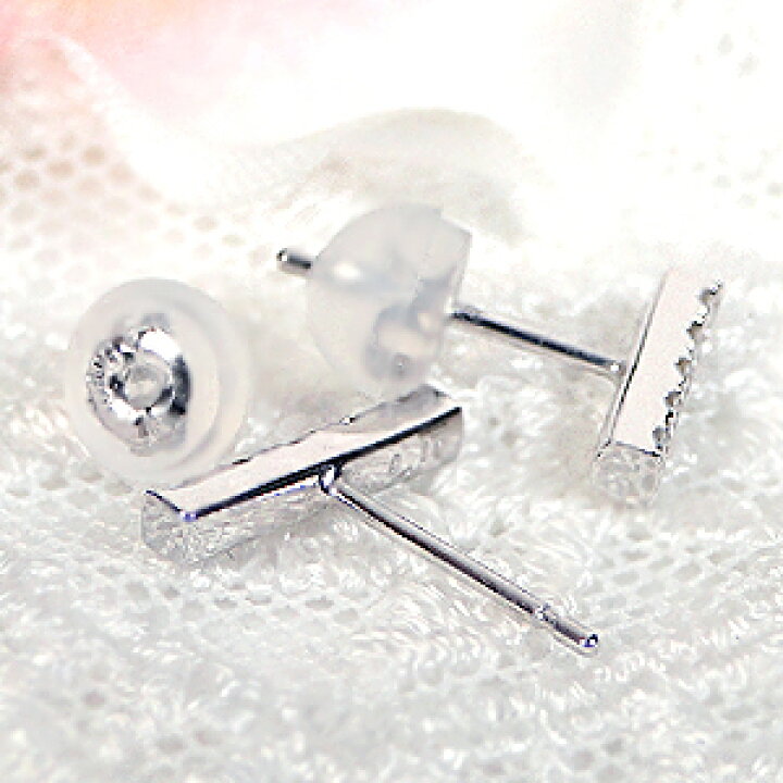 楽天市場】K18WG【0.2ct】ダイヤモンドバーピアス 送料無料 品質保証書  