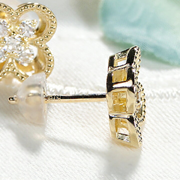 楽天市場】K18YG【0.26ct】ダイヤモンド クローバー ピアス/ 送料無料  