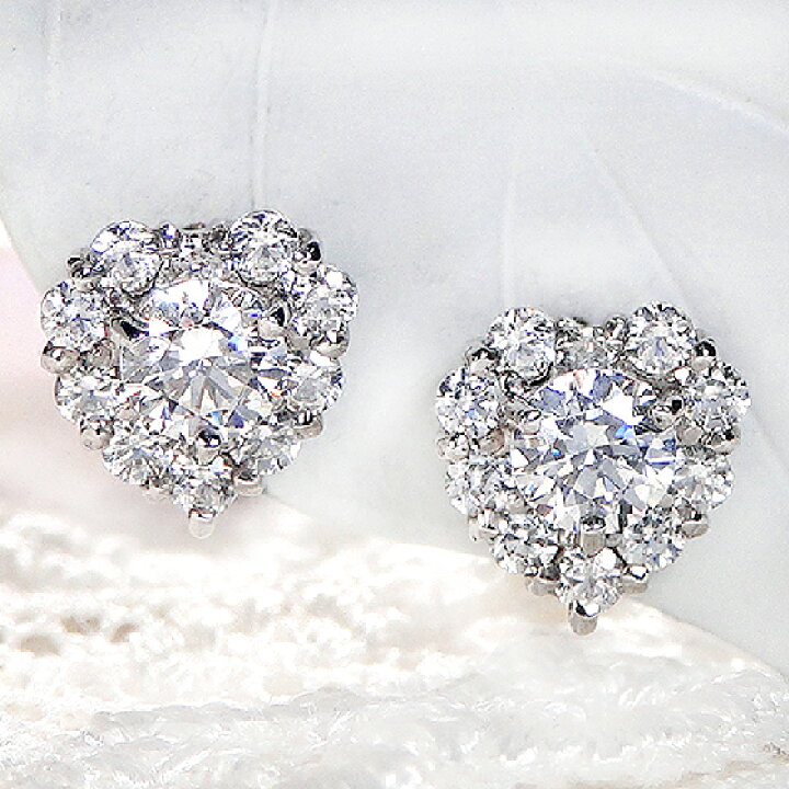 楽天市場】Pt900【0.34ct】ダイヤモンド ハート ピアス送料無料 品質 