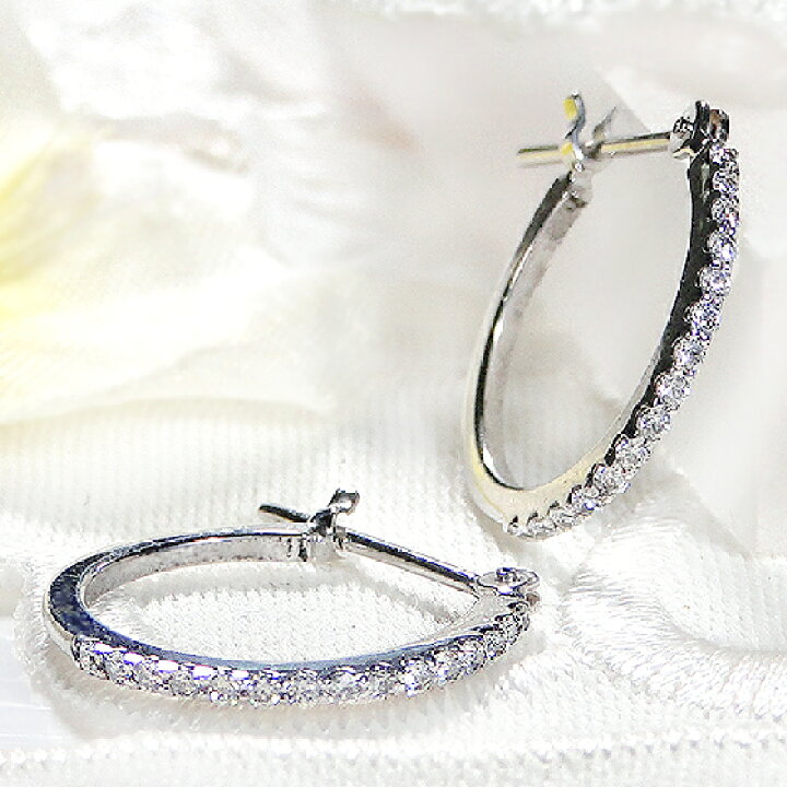 楽天市場】K18YG/WG【0.16ct】ダイヤモンド フープ ピアス送料無料  