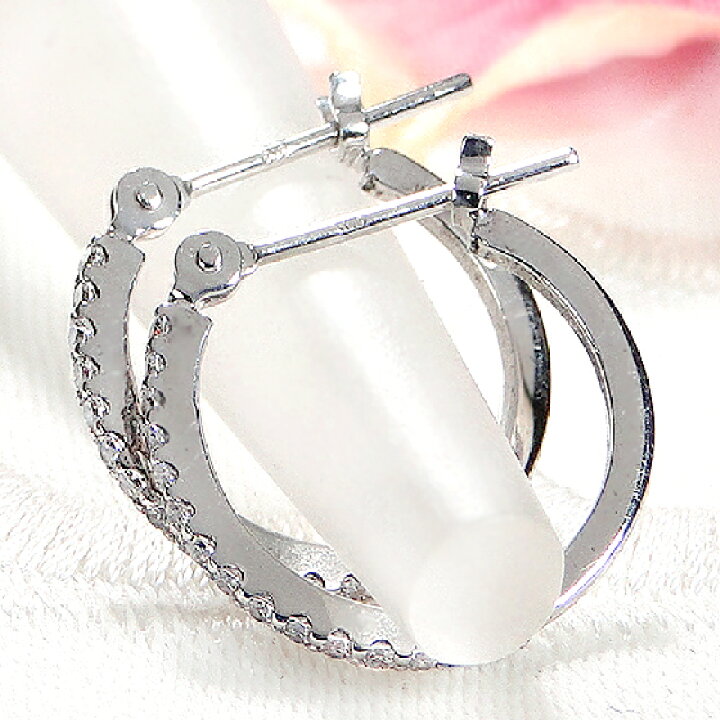 楽天市場】K18YG/WG【0.16ct】ダイヤモンド フープ ピアス送料無料 