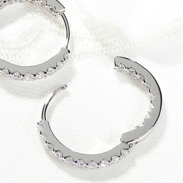 楽天市場】K18WG【0.7ct】ダイヤモンド中折れフープピアス【17mm 