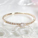 【サイズによりあす楽対応】K18YG SIクラスダイヤモンド エタニティリング☆女性らしさを極める華奢リング/指輪　ダイヤ　リング　人気…