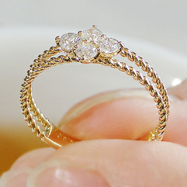 楽天市場】K18YG ツイスト ダイヤモンド リング【0.3ct】 天然 
