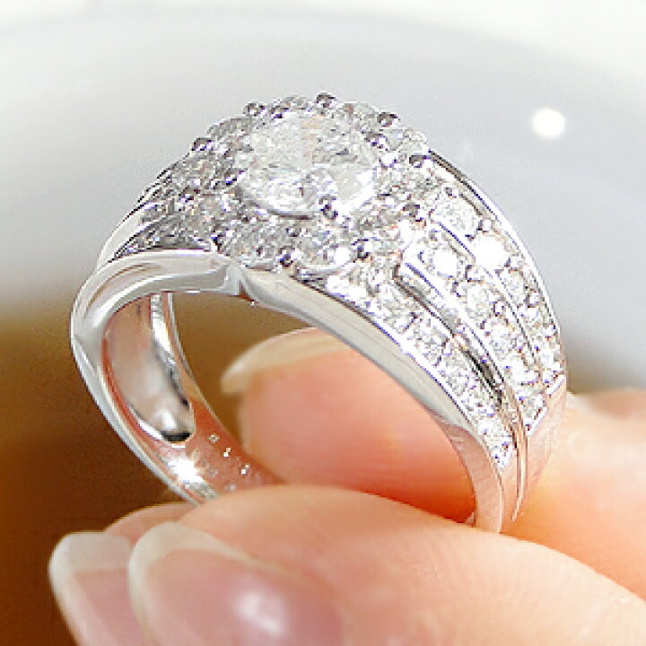楽天市場】pt900 豪華 ダイヤモンド リング【1.90ct】 圧巻の迫力 