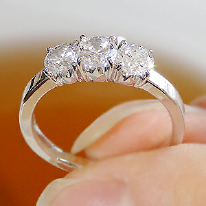 楽天市場】pt900 スリーストーン ダイヤモンド リング【1.0ct  