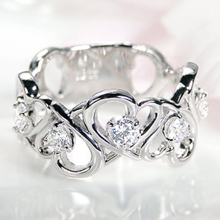 楽天市場】pt900 オープンハート ダイヤモンド リング【0.5ct 