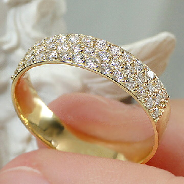 楽天市場】K18YG 平打ち パヴェ ダイヤモンド リング【0.5ct】 【送料 