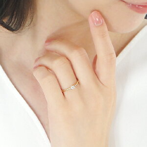 K18YG【0.1ct】ハート&キューピッド一粒ダイヤモンドリング