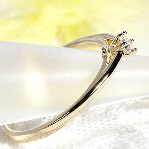 K18YG【0.1ct】ハート&キューピッド一粒ダイヤモンドリング