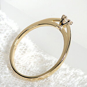 K18YG【0.1ct】ハート&キューピッド一粒ダイヤモンドリング