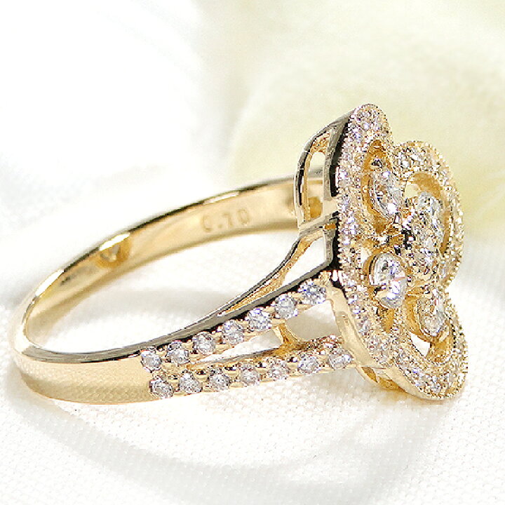 楽天市場】K18YG【0.7ct】ダイヤモンド クローバー リング【送料無料 