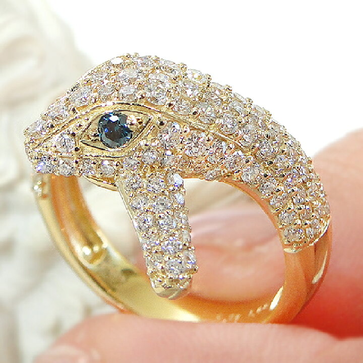 楽天市場】K18YG【1.0ct】ダイヤモンド 蛇 パヴェ リング【送料無料 