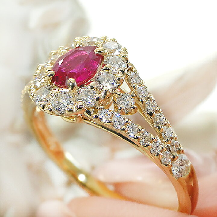 楽天市場】K18YG ルビー ダイヤモンド リング【送料無料】【刻印無料  