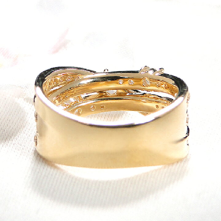 楽天市場】K18YG ハート＆キューピッド ダイヤモンド リング 【0.98ct 