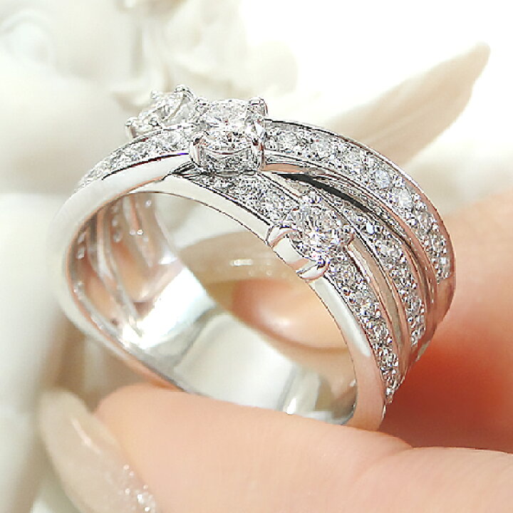 楽天市場】Pt950 ハート＆キューピッド ダイヤモンド リング 【0.98ct 