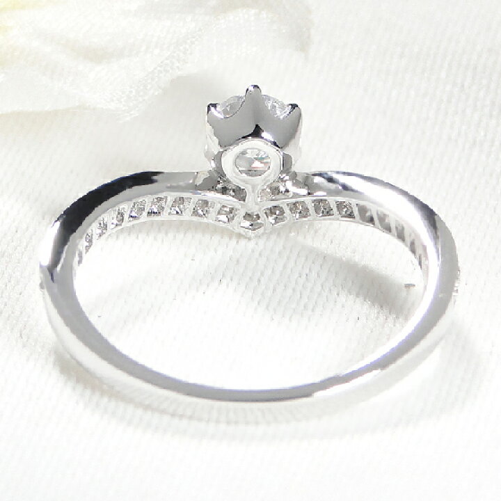 楽天市場】Pt950 ダイヤモンド V字 中石 0.3ct リング【0.55ct】【送料  
