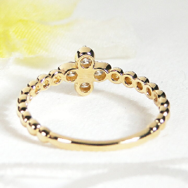 楽天市場】【K10/K18】 YG/PG ダイヤモンド クローバー リング【0.16  