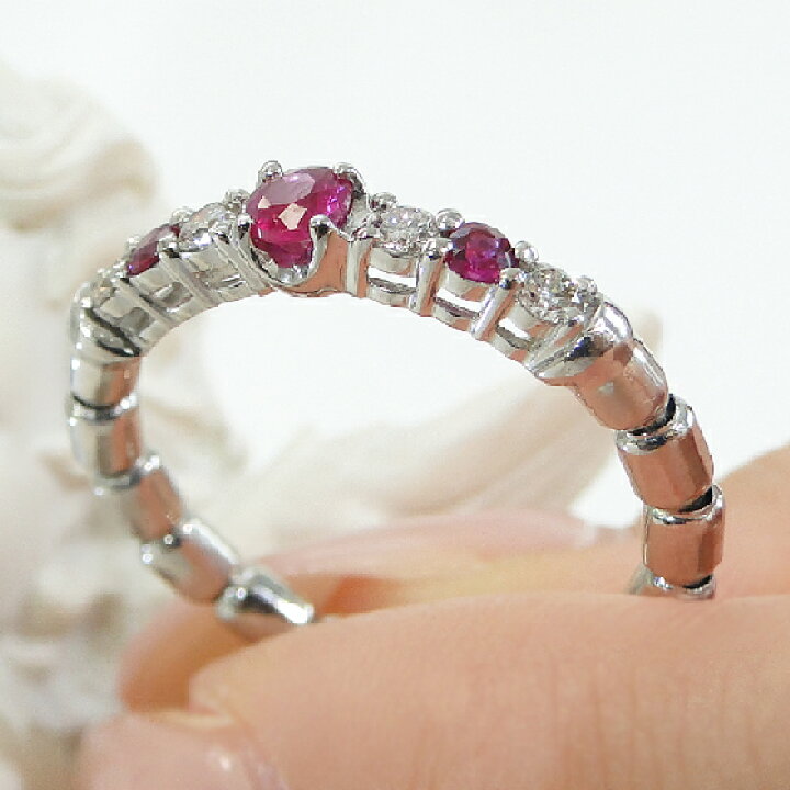 楽天市場】【Pt900/K18YG/PG】ストレッチリング ダイヤモンド・ルビー  