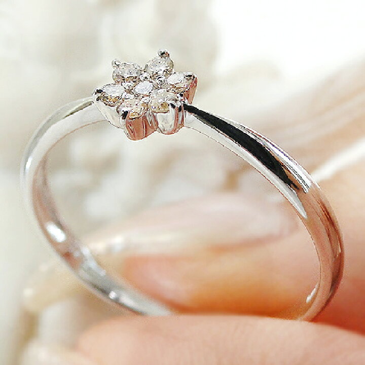 楽天市場】【K10/K18】 WG/YG/PG ダイヤモンド フラワー リング【送料  