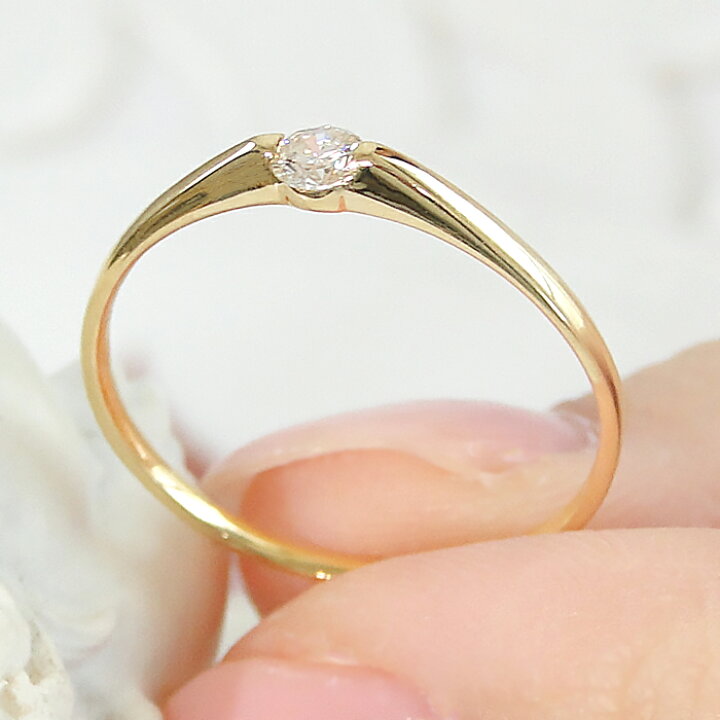 楽天市場】【即日発送対応可 サイズ有】K18YG 一粒ダイヤモンド リング  