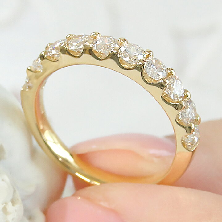 楽天市場】K18YG 1.0ct テンダイヤモンド ハーフエタニティリング 