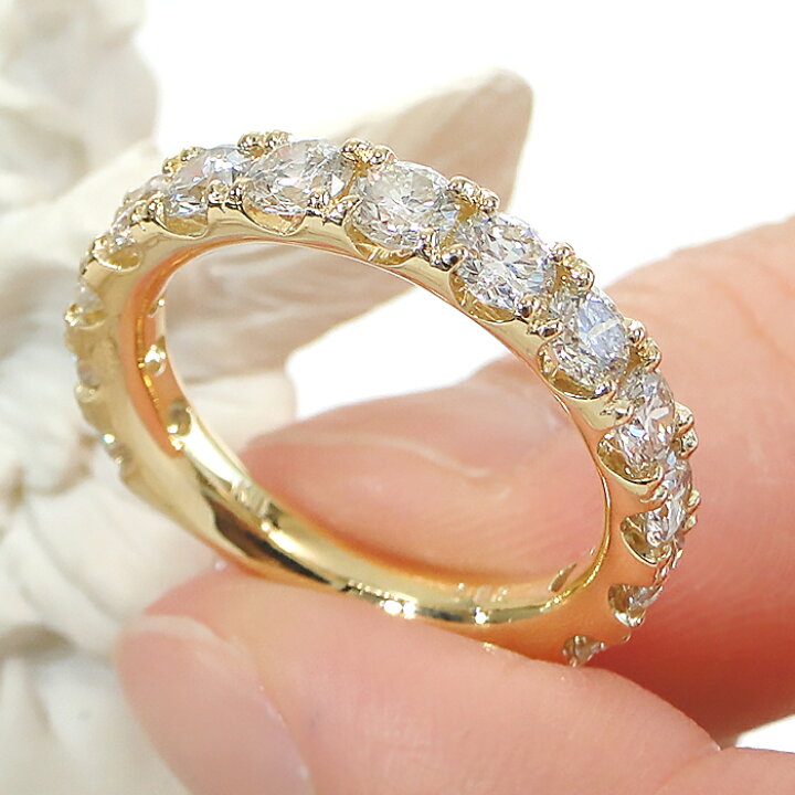 楽天市場】K18YG【2.00ct】ダイヤモンドハーフエタニティリング【送料  
