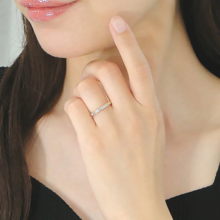 楽天市場】K18YG ダイヤモンド 0.30ct ハーフ エタニティリング 裏抜き 