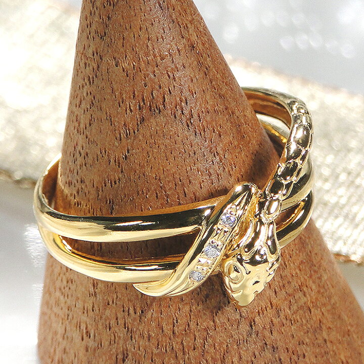 楽天市場】K18YG ダイヤ入り スネーク リング【送料無料】蛇 スネーク  