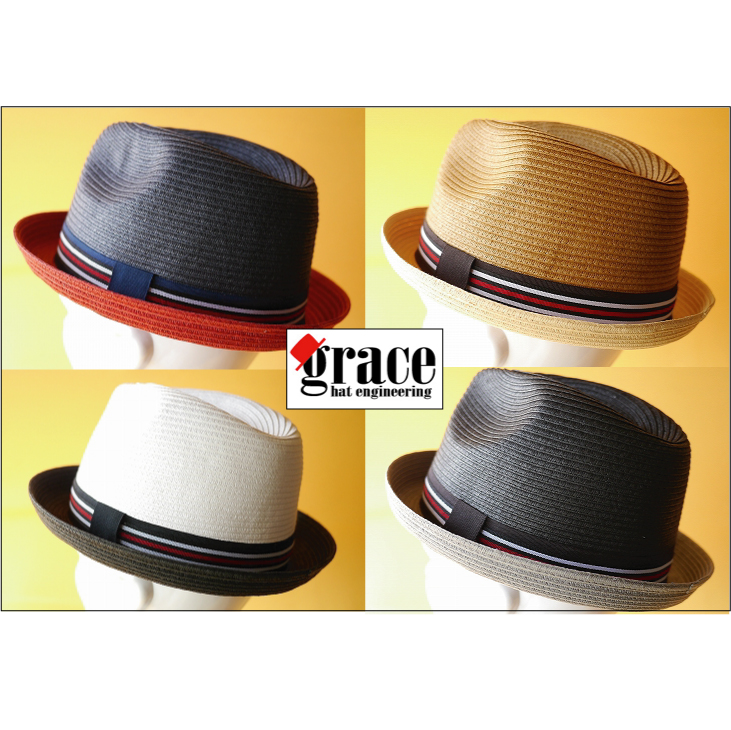grace hats （グレースハット）<br><br><br>UNISEX color block paper fedora hat<br>★ユニセックス　ブロックカラーペーパーフェドラハット　02P01Oct16