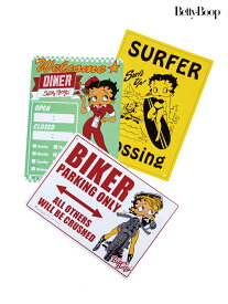 ◆スーパーSALE◆【BETTY BOOP】PLASTIC SIGN BOARD ｜ プレート 看板 インテリア 通販 メンズ ユニセックス オールシーズン 白 ホワイト 黄色 イエロー 水色 サックス 人気 おすすめ おしゃれ かっこいい かわいい バイカー ブランド