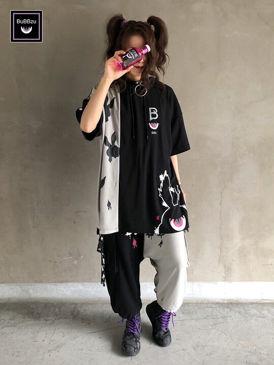 楽天市場 Bubbzu Fukigen ミテルカラ 配色切替 耳付き半袖プルパーカー バブズ 和柄 プルオーバー パーカー 半袖 カットソー 夏 夏服 レディース ユニセックス メンズ 女性 黒 グレー 緑 グリーン 紫 パープル M L オーバーサイズ ビックサイズ うさぎ ねこ クマ