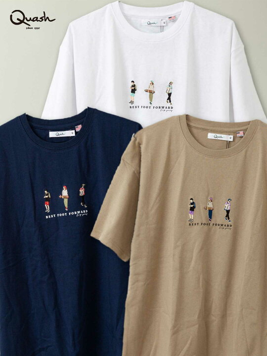 楽天市場 Quash Three People 刺繍入り プリント Tシャツ 半袖t ティーシャツ 通販 夏 夏服 メンズ 白 ホワイト 黒 ブラック ベージュ M L Xl Ll 2l 大きいサイズ 大きめ ゆったり 人気 おすすめ おしゃれ かっこいい かわいい ブランド